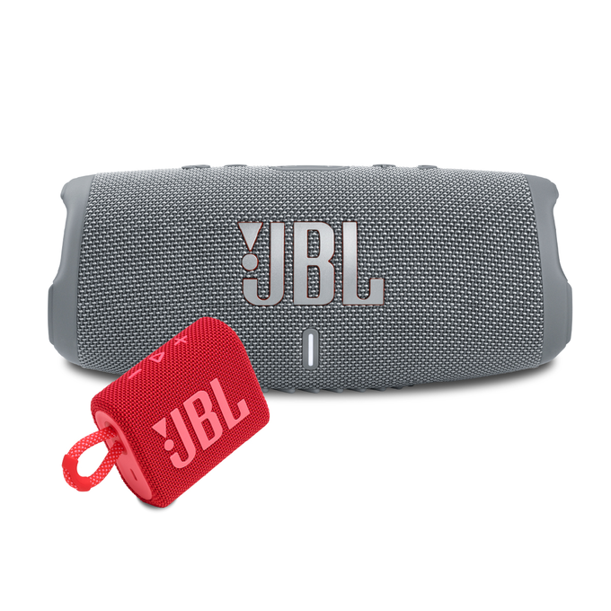 KIT JBL Charge 5 Grey + Go 3 Red