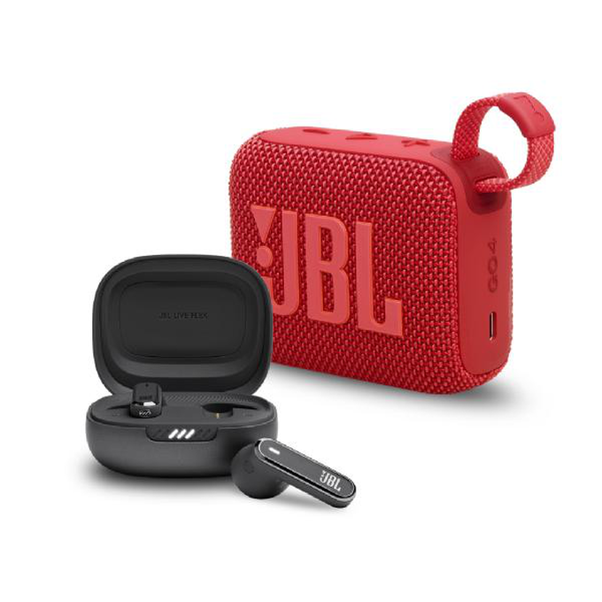KIT JBL Go 4 Red + Live Flex 3 Black