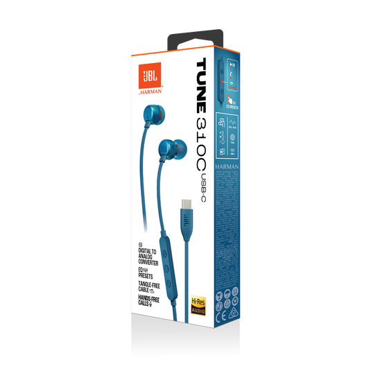 JBL Tune 310C USB - Blue - Wired Hi-Res In-Ear Headphones - Detailshot 15 image number null
