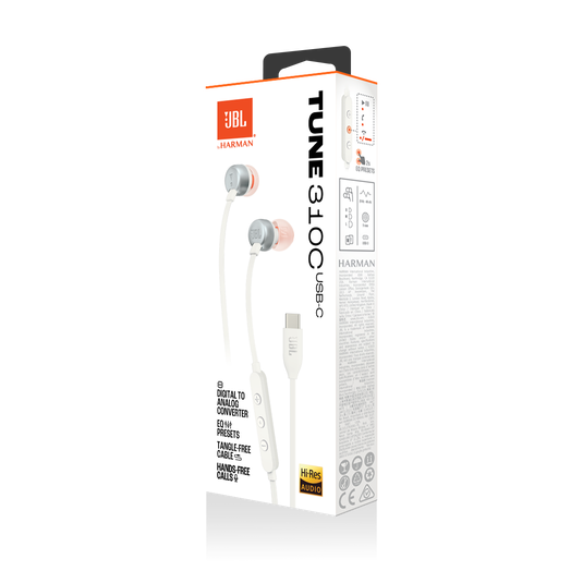 JBL Tune 310C USB - White - Wired Hi-Res In-Ear Headphones - Detailshot 15 image number null